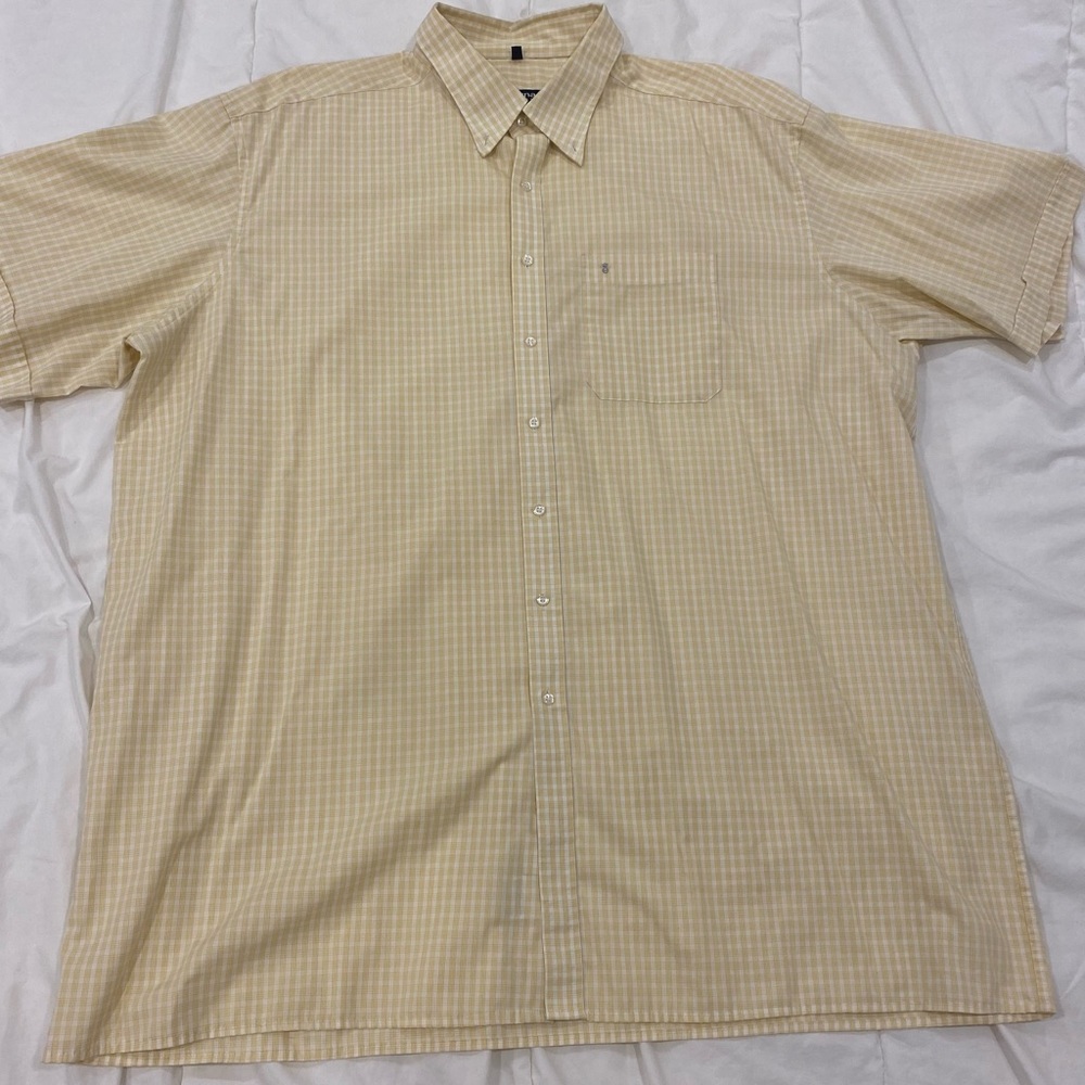 Eterna Blackline Checkered Short Sleeve Dress Shirt- Size 4XL